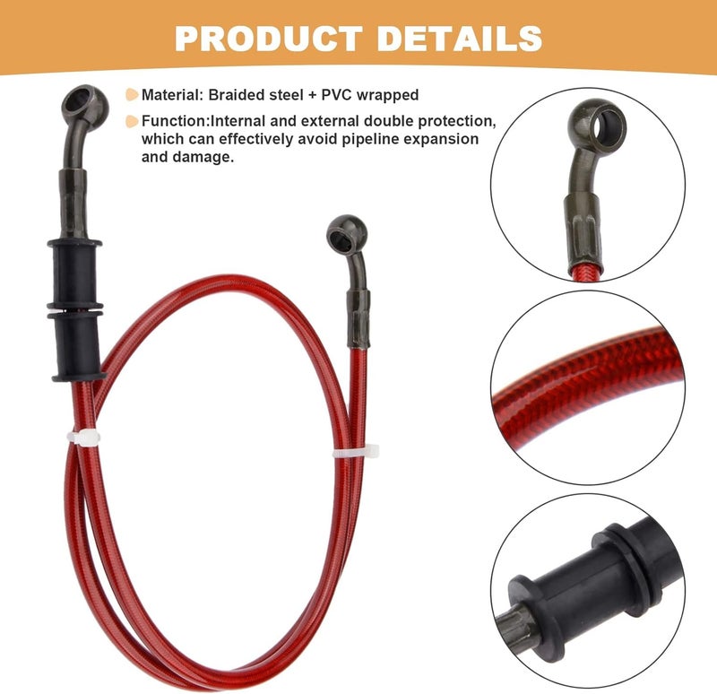 Mtsooning 90cm Motorcycle Oil Hose, Hydraulic Brake Line Braided Steel Gas Clutch Pipe Compatible with ATV Pit Dirt Bike Enduro Motocross Street Bikes - Image 3